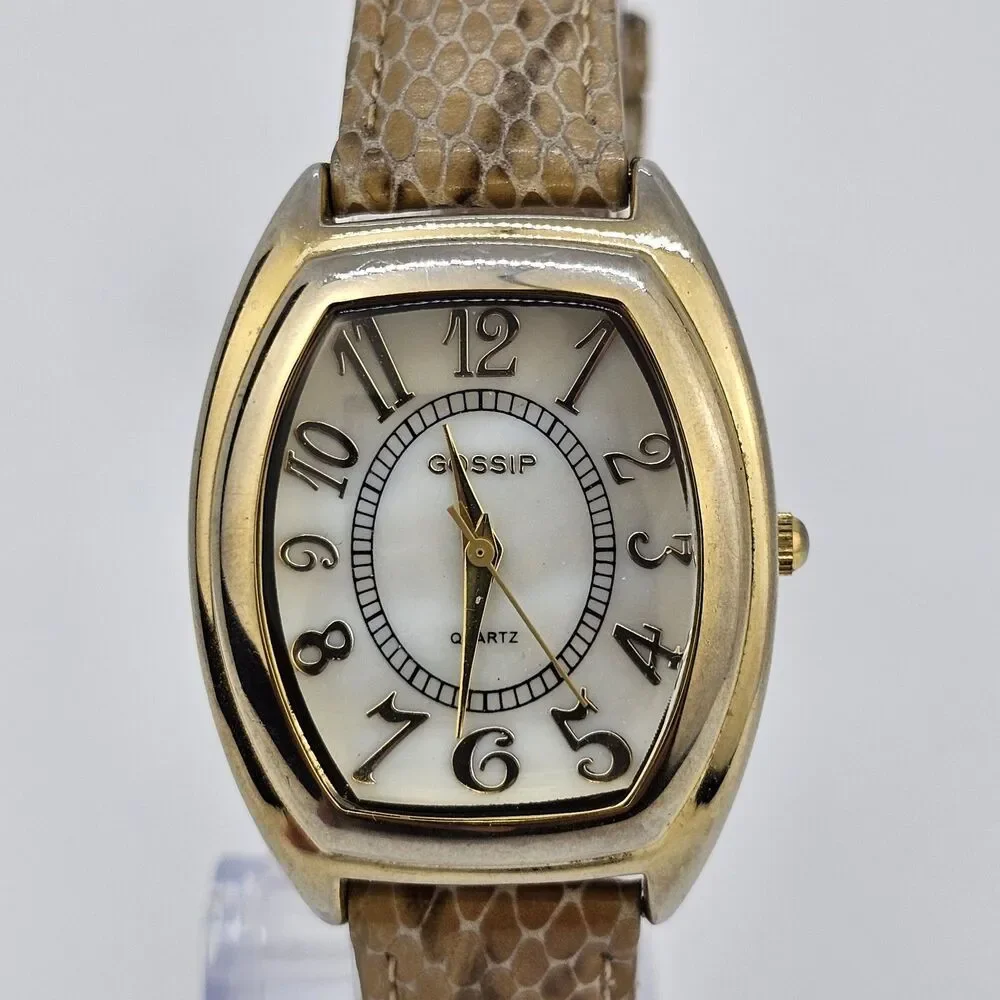 Gossip Watch Women 31MM White Dial Brown Leather Band‎ Straps New Battery